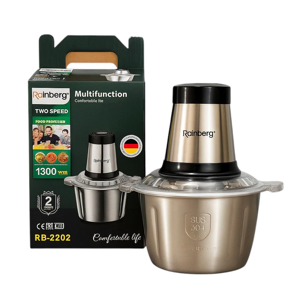 Кухонний подрібнювач Rainberg RB 2202 з металевою чашею 1300 Вт (0006)