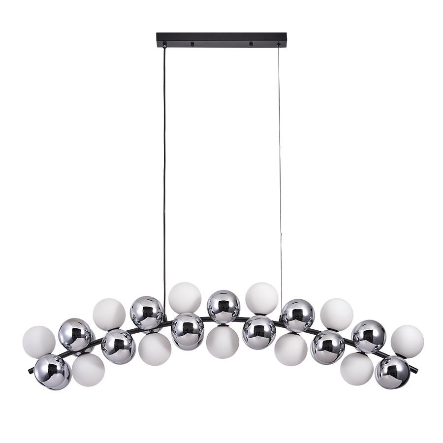Люстра линейная Levistella 788CH68120-11 BK/CH/WH G9 Молекула со стеклянными Белый/Черный (2691309231)