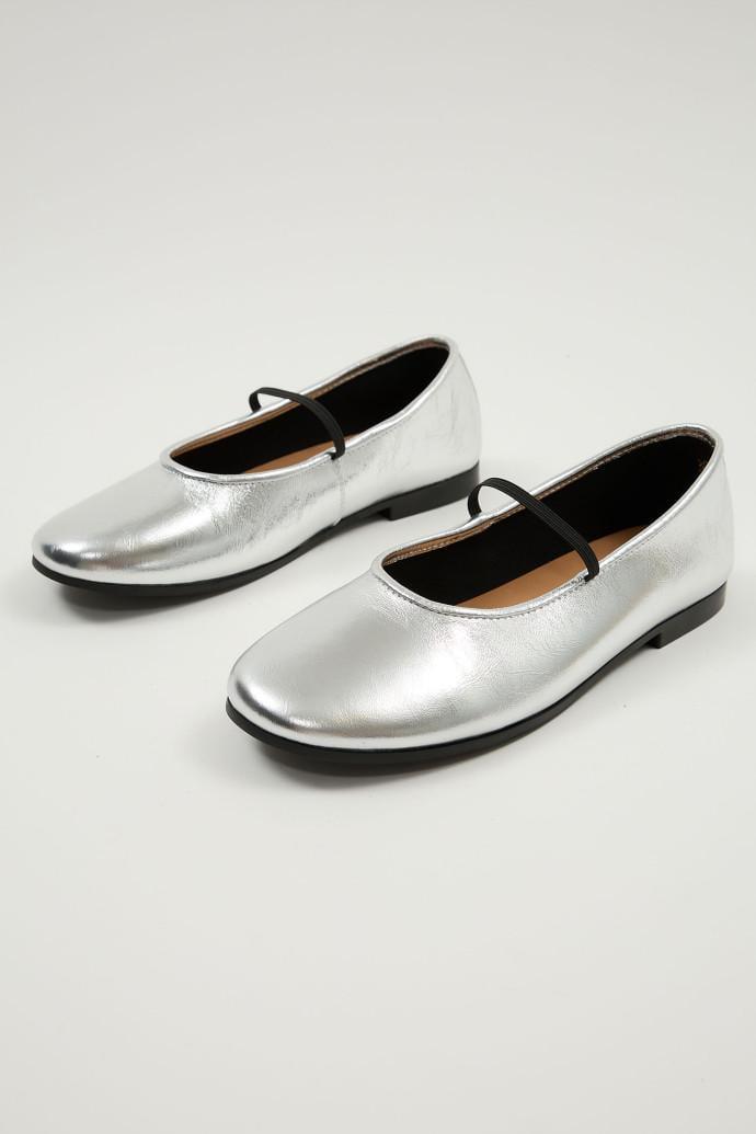 Балетки LONZA шкіряні р. 36 Сріблястий (192402)