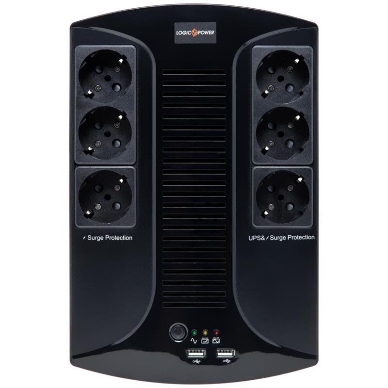 Источник бесперебойного питания LogicPower 650VA-6PS Lin.int. AVR 6 x евро пластик (LP4324)