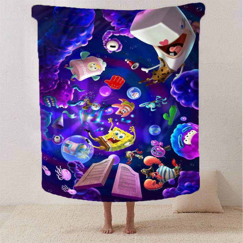 Плед плюшевый с 3D рисунком велюр Sponge Bob Губка Боб 160х200 см (12896А)