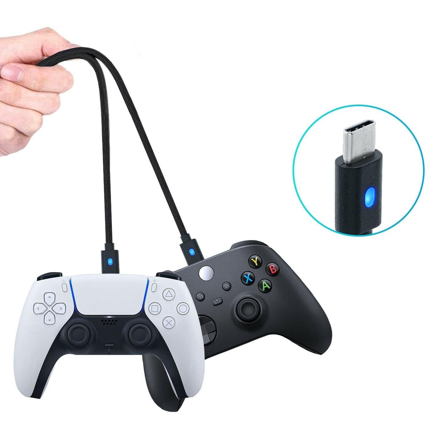 Зарядний кабель Dobe 3 м USB/USB Type-C для геймпада DualSense Sony PlayStation PS5/PS5 Digital Edition/Microsoft Xbox Series S,X/Nintendo Switch з LED підсвічуванням статусу зарядки (9372069) - фото 2