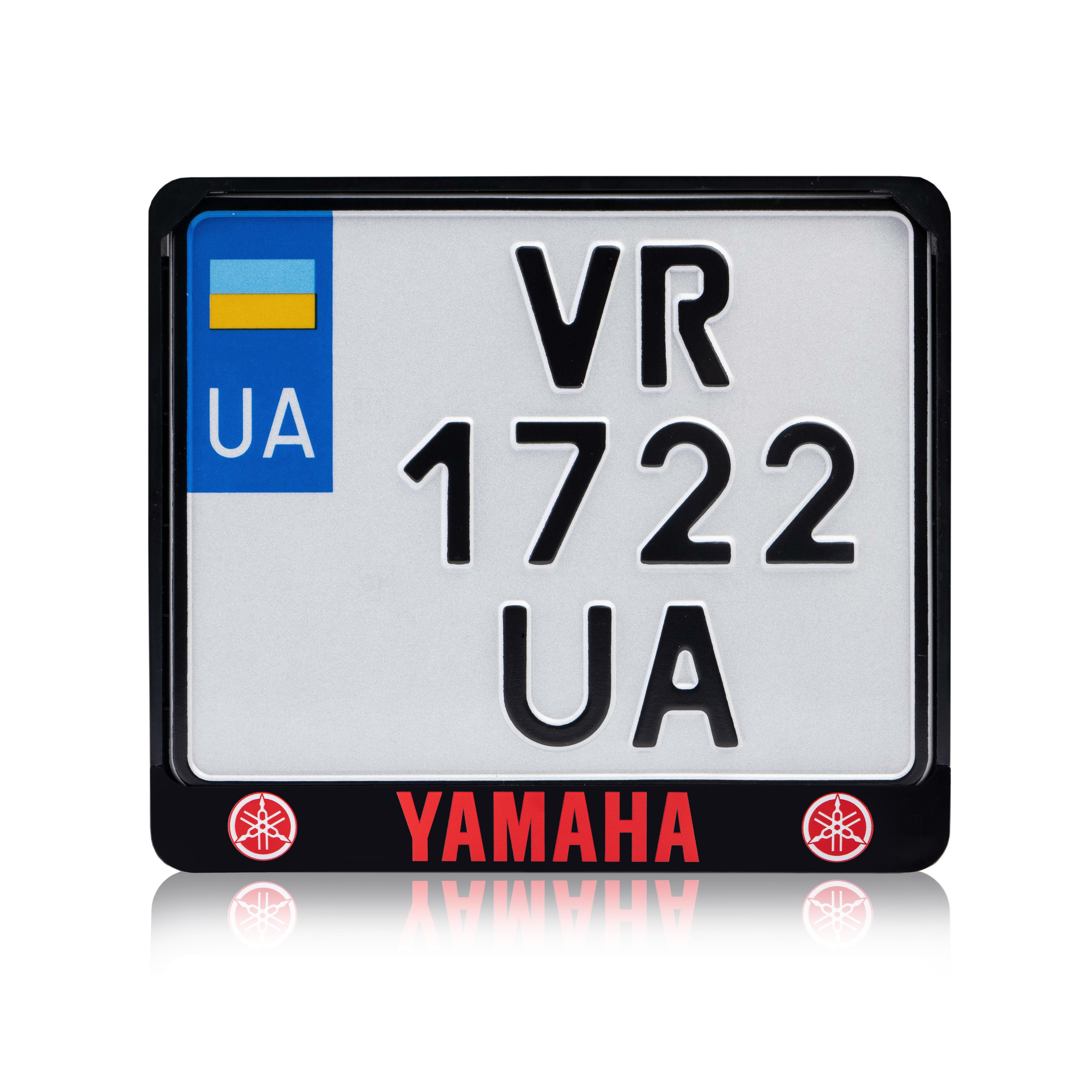 Рамка для мотоциклетного номера "Yamaha" 174х220 мм Чорний/ Червоний (VH-ABS1722YM2RL)