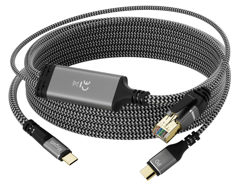 Адаптер USB-C Ethernet + 100W PD Type-C до RJ45 LAN 1 Gbps з живленням сумісний з MacBook/Dell/ноутбуками 1,8 м (2953646999)