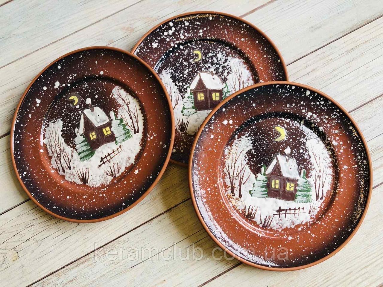 Тарілка глиняна порційна Різдвяна Зима d 20 см з ручним розписом - фото 8 Тарілка глиняна порційна Різдвяна Зима d 20 см з ручним розписом - фото 8