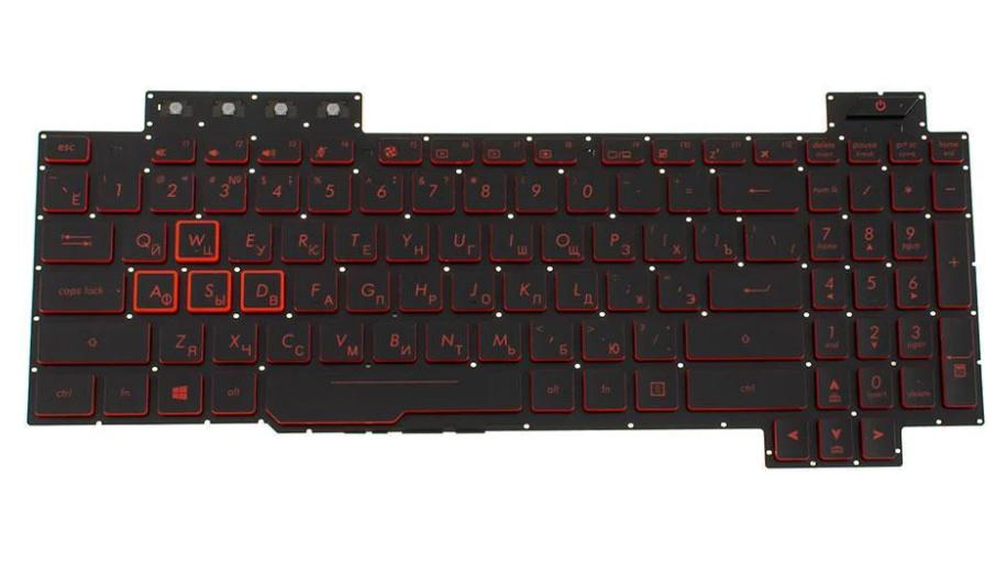 Клавиатура для ноутбука Asus FX504 series rus без фрейма/подсветки клавиш RED Black (168726) Клавиатура для ноутбука Asus FX504 series rus без фрейма/подсветки клавиш RED Black (168726)