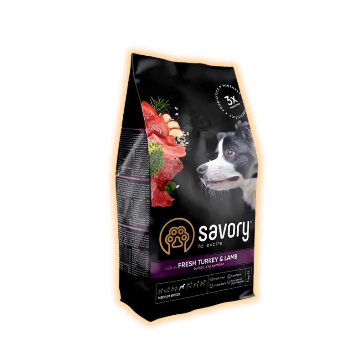 Корм сухой Savory со свежим ягненком и индейкой для взрослых собак средних пород 1 кг (32926859)