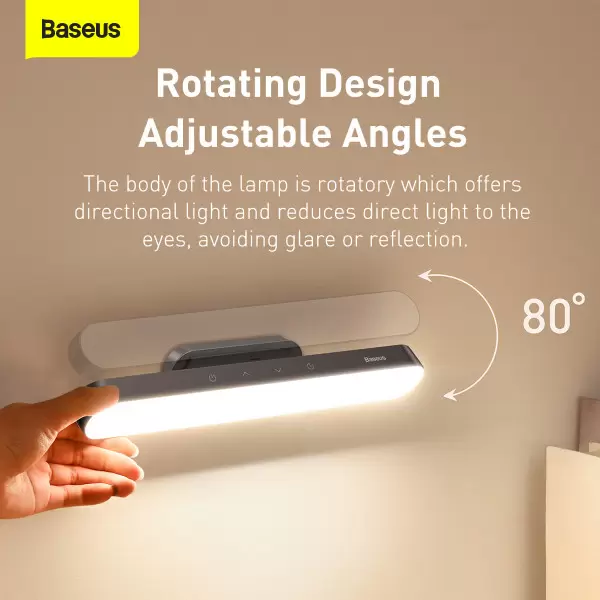 Лампа настольная портативная BASEUS Magnetic Stepless Dimming Charging Desk Lamp переносная со встроенным аккумулятором 1800 mAh 4,5 W Grey (DGXC-C0G) - фото 6