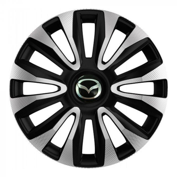 Колпаки для колес 4 Racing Avalon Carbon R13 с логотипом 4 шт. Silver/Black Mazda