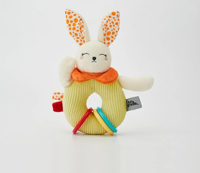 М'яка іграшка-брязкальце Зайчик Suncradle Різнокольоровий