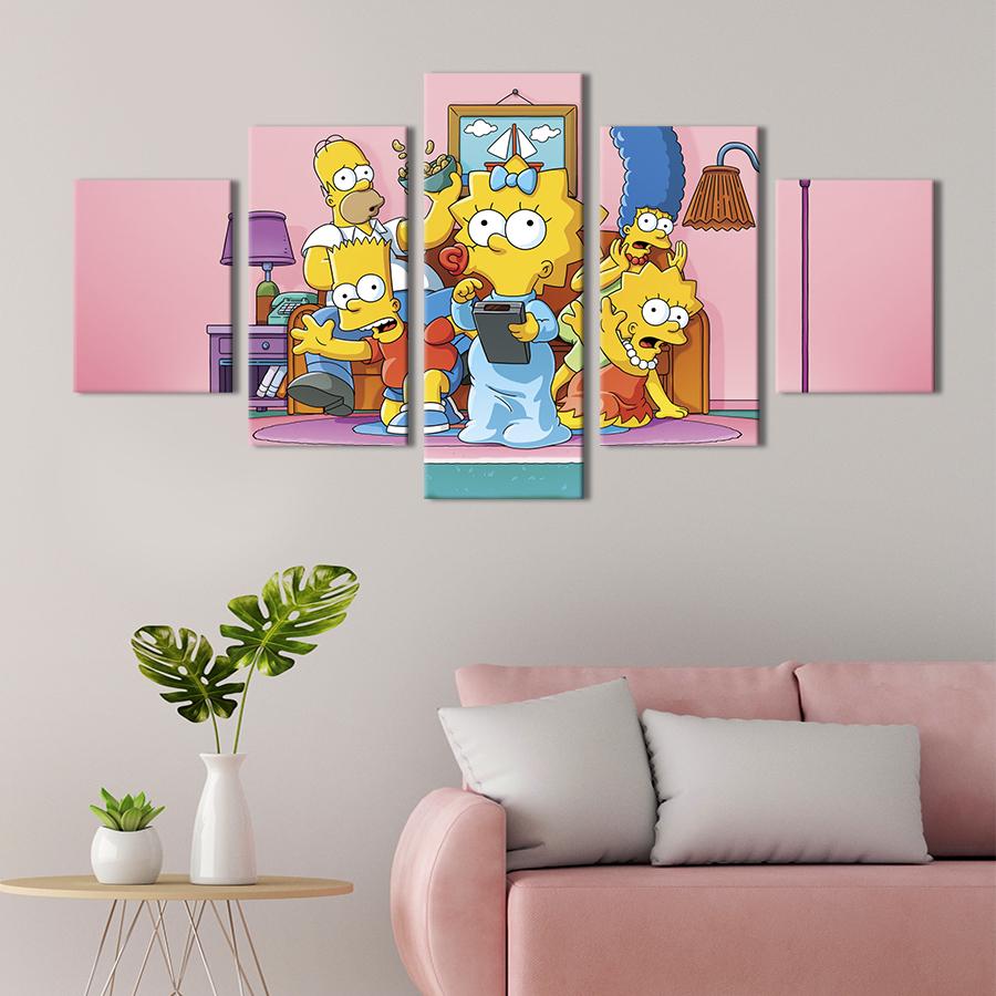 Модульная картина из 5 частей Шумная семейка Симпсонов 112x54 см (739-52)