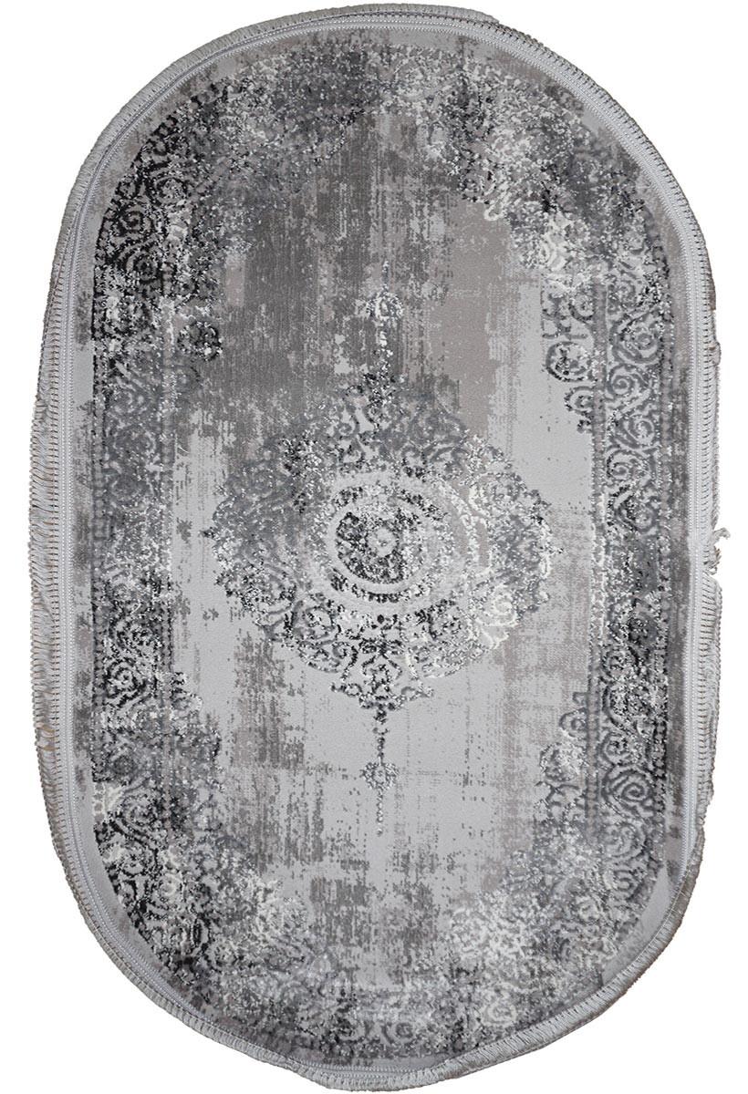 Ковер с коротким ворсом Levado 03710a овал 100x200 см Light Grey/White (82051020)