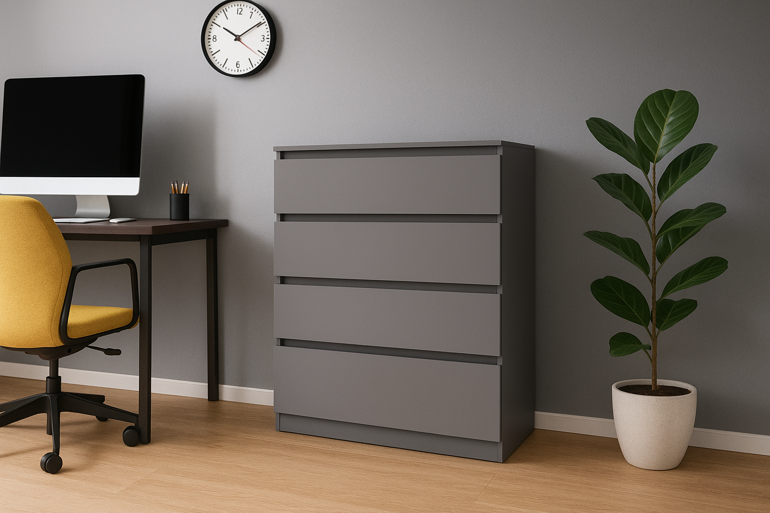 Комод MEBEX на 4 шухляди 80х40х100 см Сірий світлий (VM4B800LG) - фото 1 Комод MEBEX на 4 шухляди 80х40х100 см Сірий світлий (VM4B800LG) - фото 1