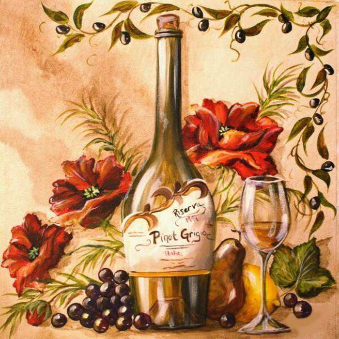 Алмазная мозаика Французское вино 40x40 см (DM.219)