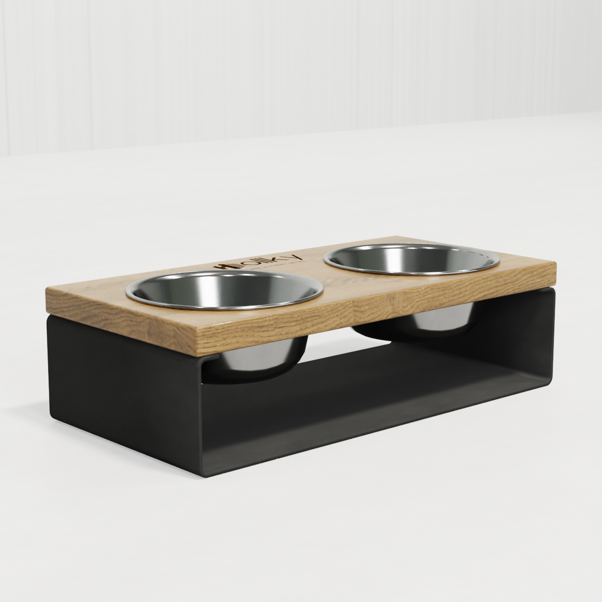 Миски на подставке из цельного металлического листа для собак и котов Hollky SteelWood S 2х0,45 л (SWS-36188-GRNT) - фото 5