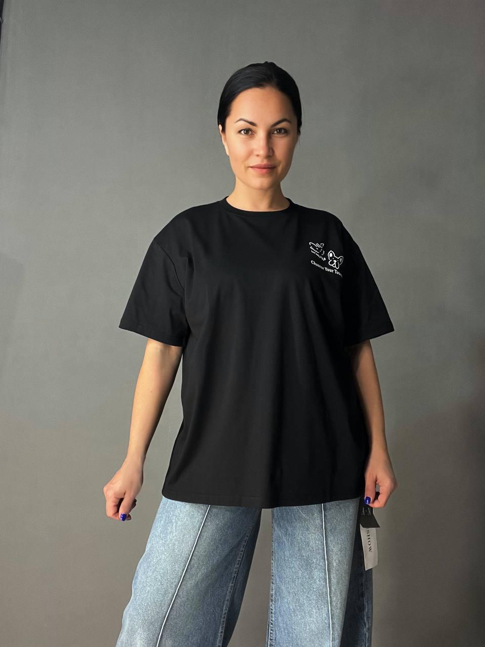 Футболка женская A-N 2358 животные OS Черный (1349)