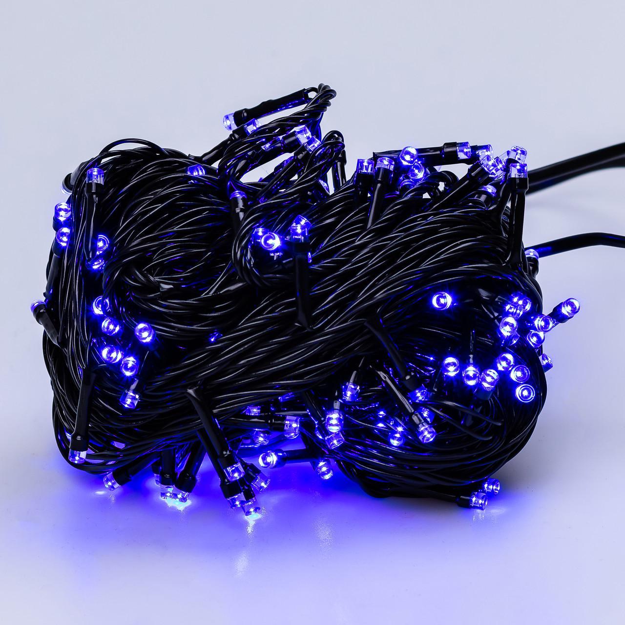 Гирлянда-нить на 400 LED лампочек светодиодная черный провод 8 режимов работы 16 м Синий