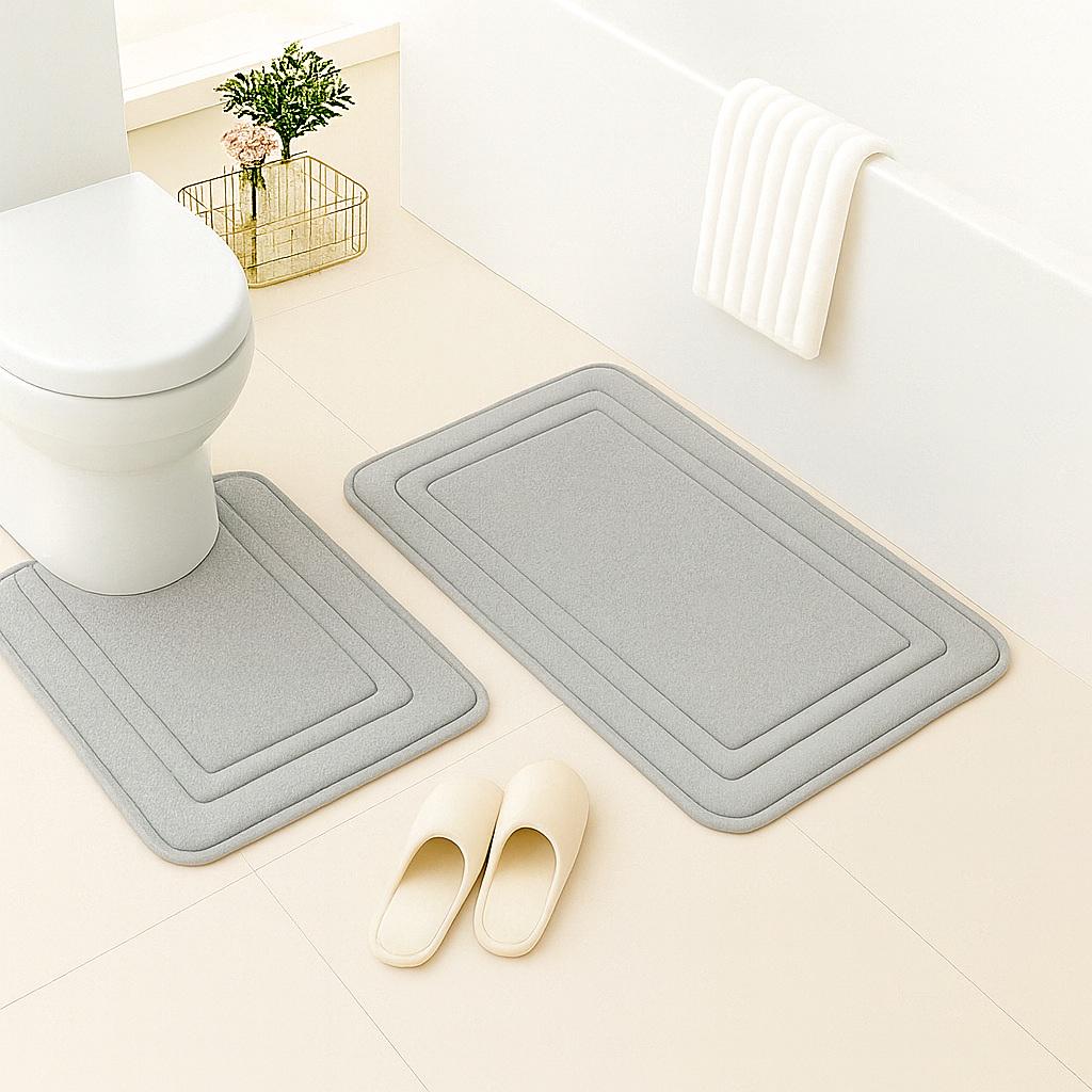 Набор ковриков для ванной с эффектом памяти антискользящий водопоглощающий 2 шт. Серый (7802638)