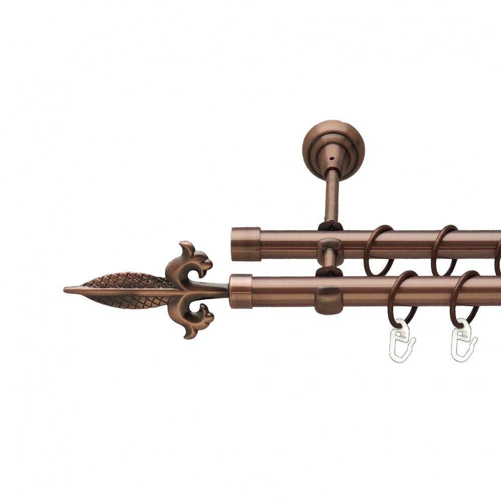 Карниз Orvit Генуя двухрядный гладкий 19/19 мм 200 см Античная медь (00-00012064)