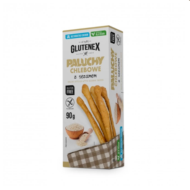 Палички хлібні без глютену з кунжутом Glutenex 90 г (5901866005756)