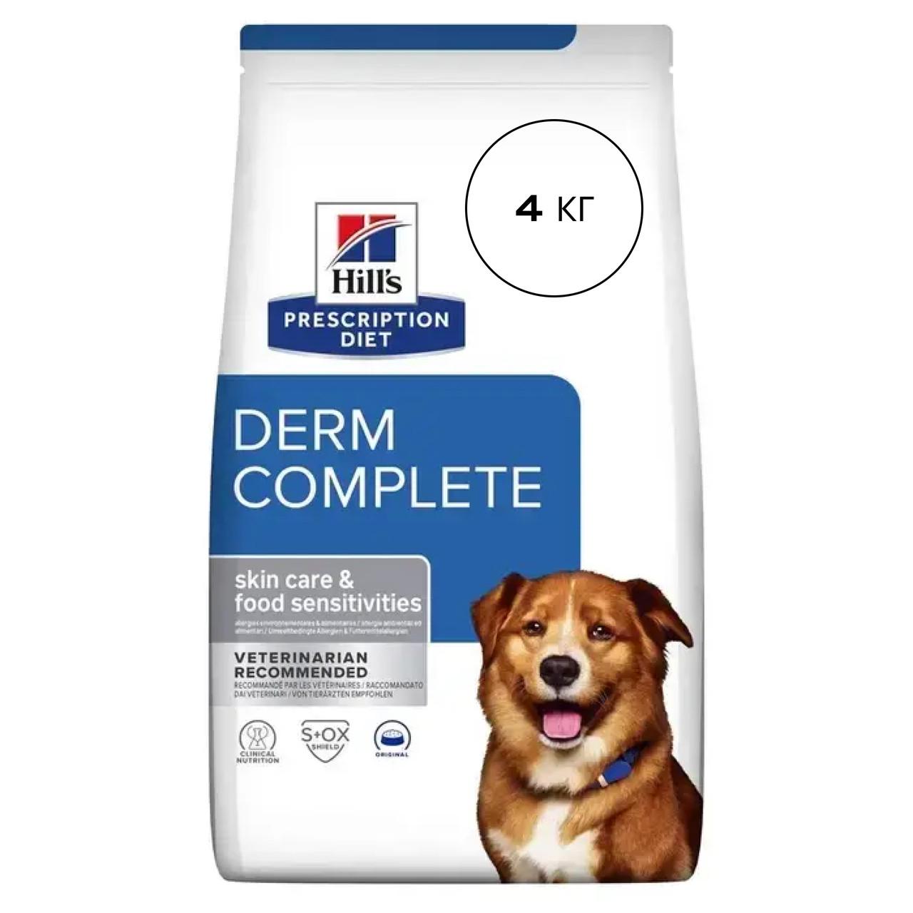 Корм сухой для собак Hill's Derm Complete при пищевой аллергии и атопическом дерматите 4 кг