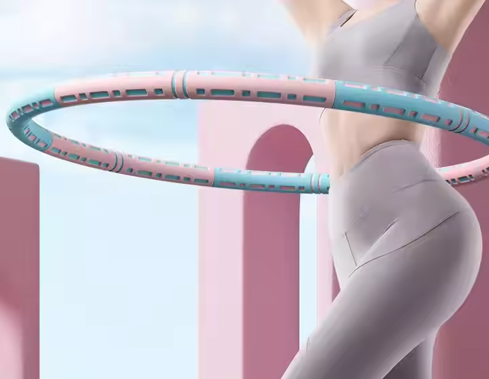 Обруч для гімнастики метал/неопрен 8 секцій D 99 см Рожевий/Бірюзовий (2521084920) - фото 10