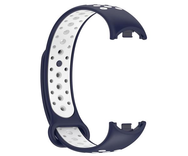 Ремешок Sport Silicone для Xiaomi Mi Band 8 Белый с синим Ремешок Sport Silicone для Xiaomi Mi Band 8 Белый с синим