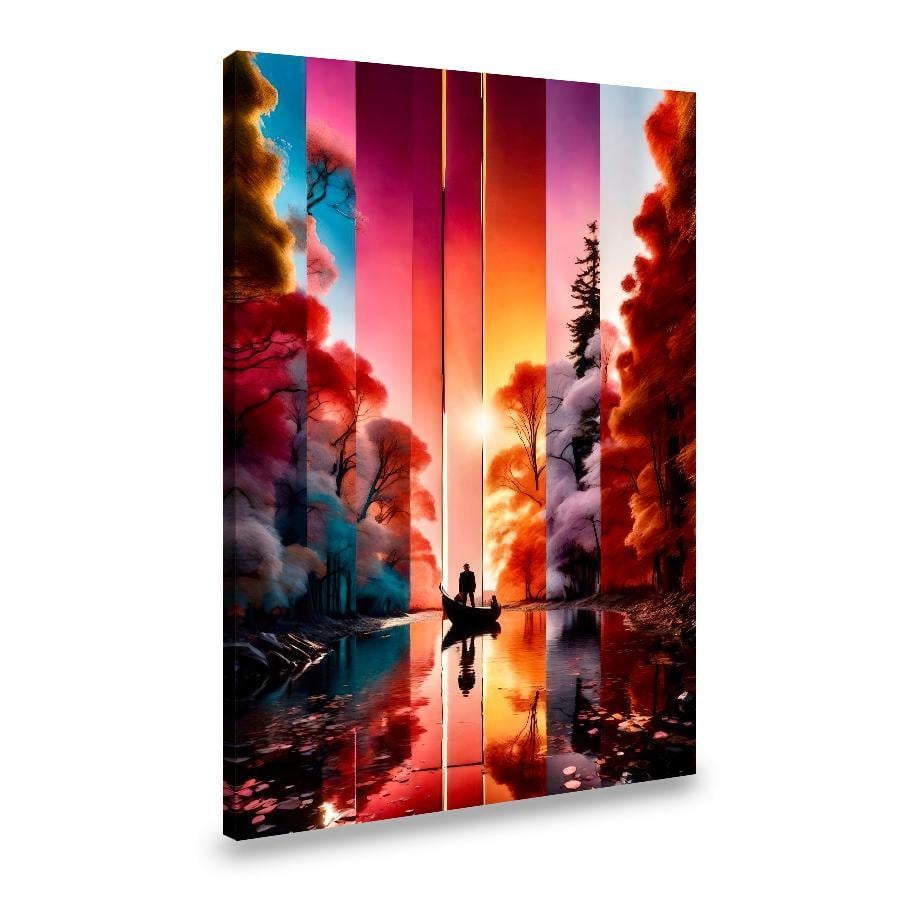 Картина на холсте Силуэт мужчины на лодке 80x54 см (195VP_L)