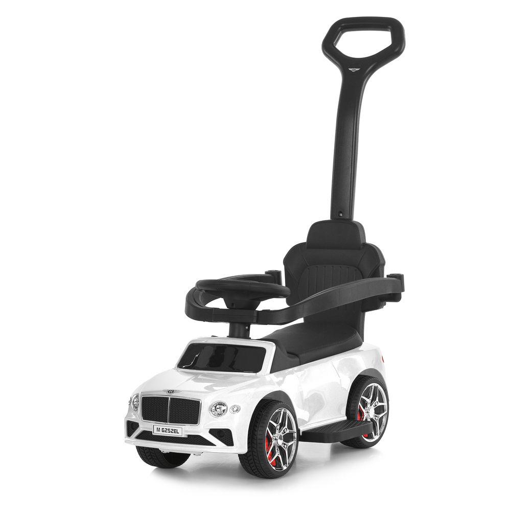 Каталка-толокар M 6252EL-1 с родительской ручкой сиденье экокожа/колеса EVA/музыка/свет Белый (32306421)