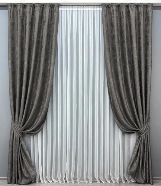 Комплект штор жаккард Sultan XO 1х2,75 м 2 шт. Темно-серый (1558ш 31-736)