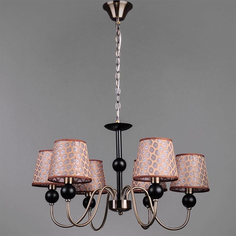 Люстра подвесная с абажурами Light House DL-17218/6 Латунь/Черный