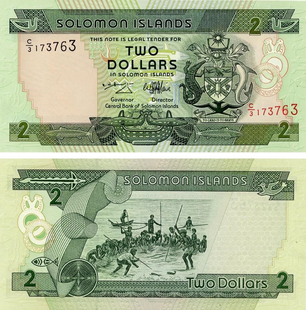 Коллекционная банкнота Соломоновы острова 2 доллара 1997 UNC (P18)