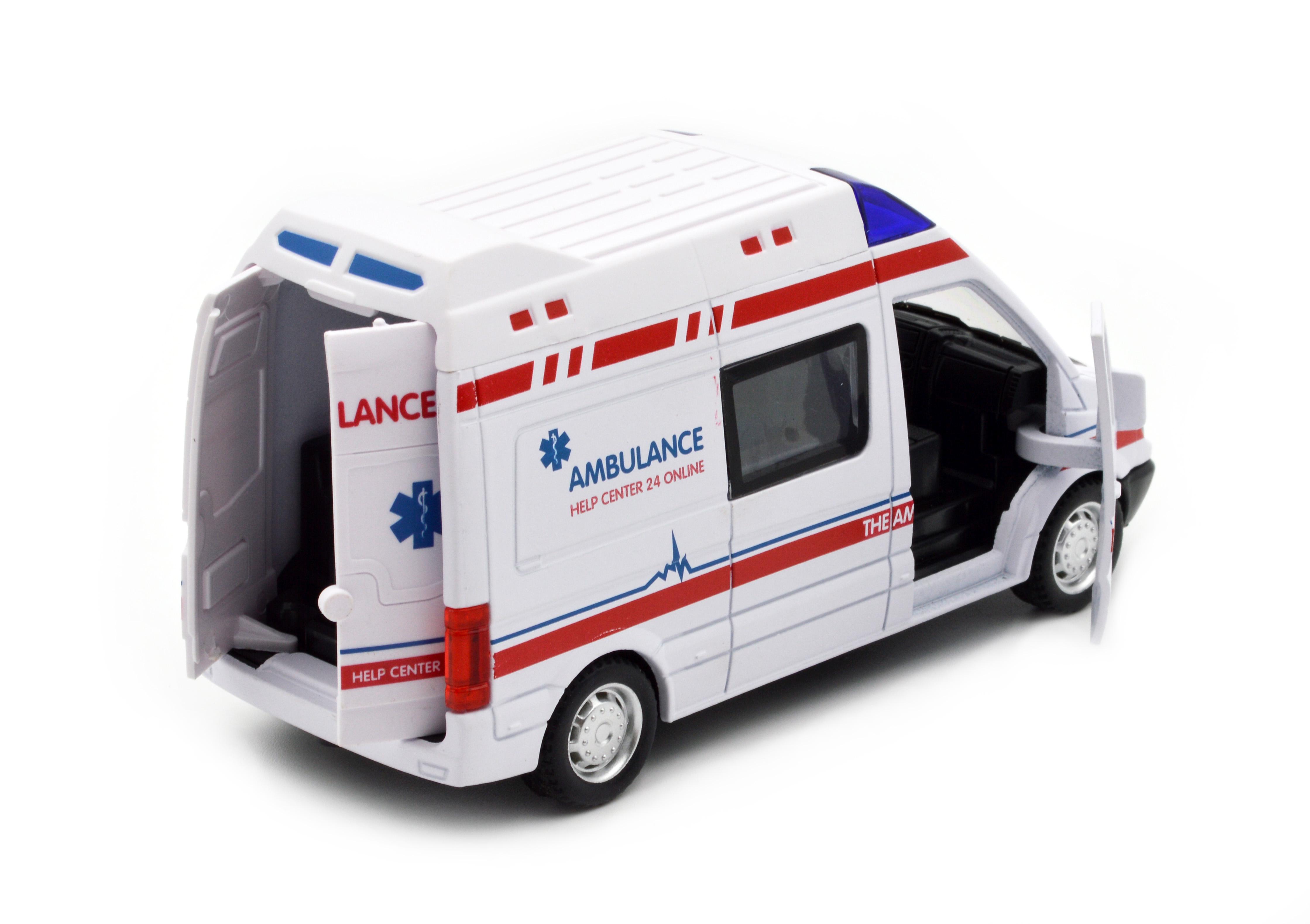 Модель металева швидка допомога CLM 61K інерція звук світло - фото 4