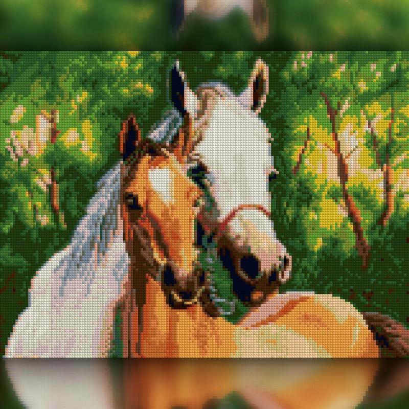 Алмазна вишивка The Wortex Diamonds Дві конячки 30x40 см TWD20026 Алмазна вишивка The Wortex Diamonds Дві конячки 30x40 см TWD20026