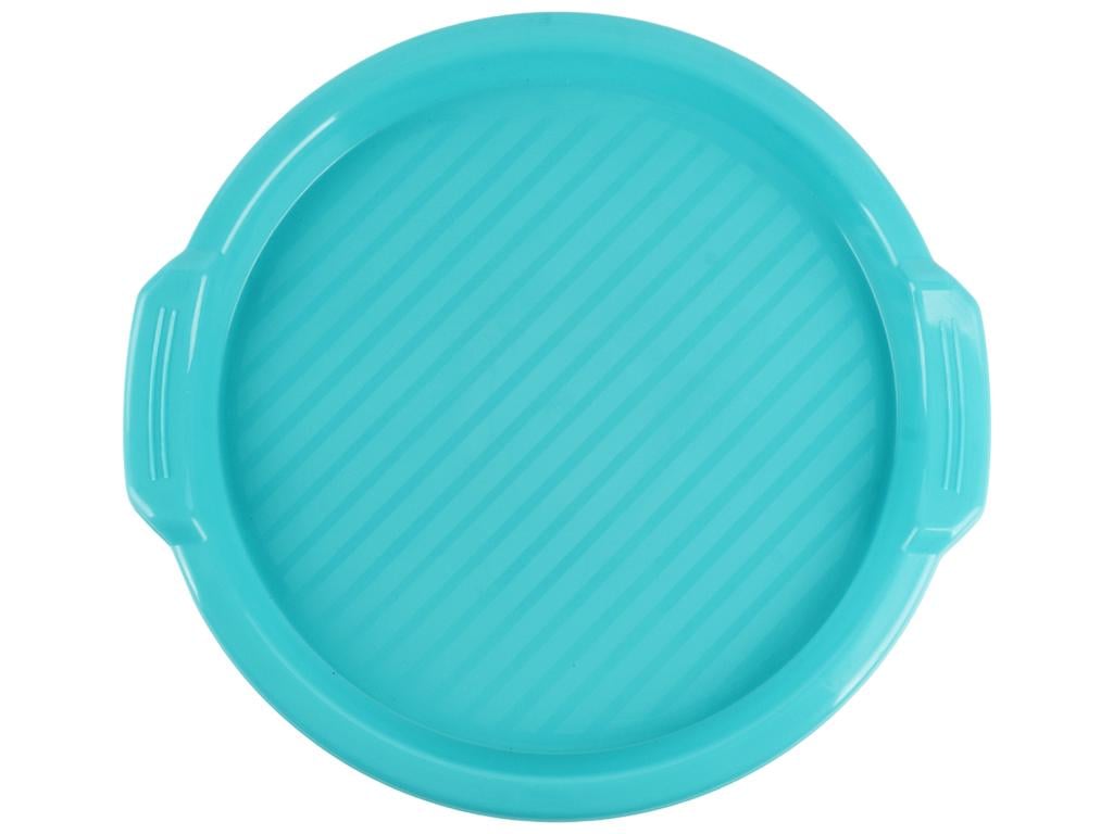 Поднос круглый с ручками Консенсус D35 см Бирюзовый (MCS-11997-3)