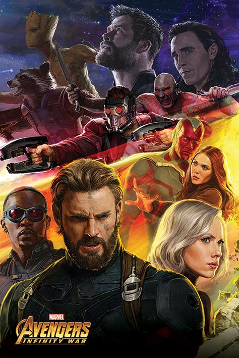 Постер плакат Мстители Война Бесконечности Капитан Америка/Avengers Infinity War Captain America 61x91,5 см