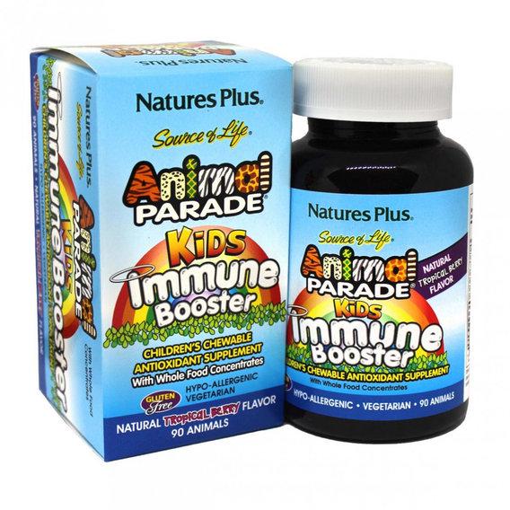 Натуральна добавка для імунітету Nature's Plus Animal Parade Kids Immune Booster 90 Chewable Tabs Tropical Berry