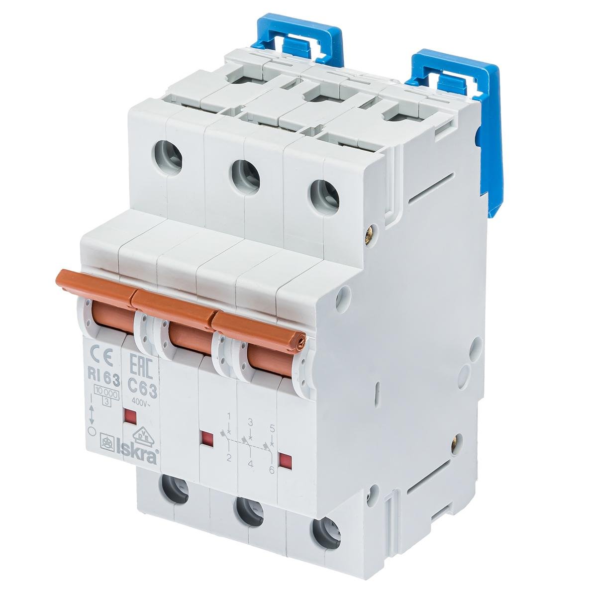 Модульный автоматический выключатель ISKRA RI63C63A 3P 63 A C 10 kA DIN IP20 (786100110000)