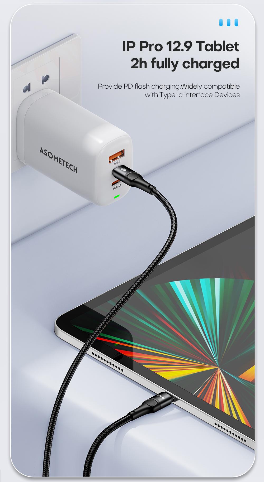 Кабель Asometech Type-C PD 100w 1м Fast Charge Black - фото 8 Кабель Asometech Type-C PD 100w 1м Fast Charge Black - фото 8