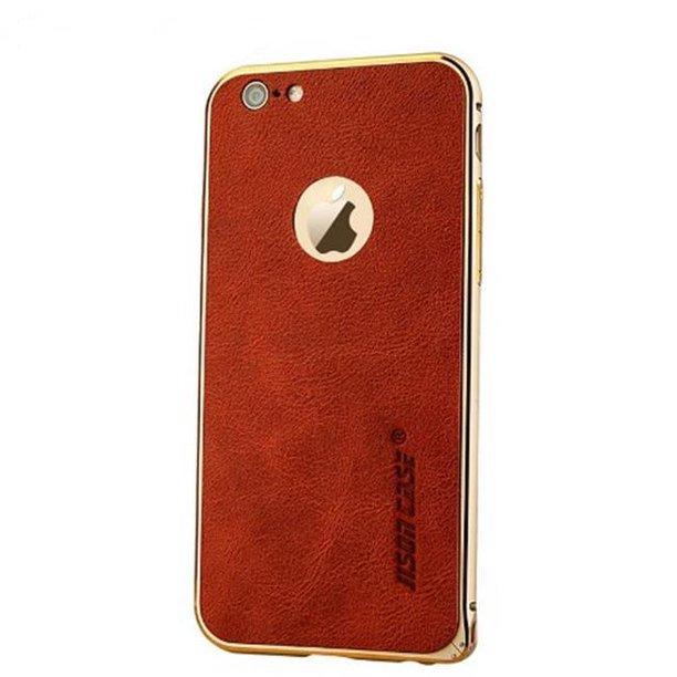 Чехол-накладка Jisoncase Retro Series + Genuine Leather for iPhone 6/6S, Red/Gold (JS-IP6-29A30)