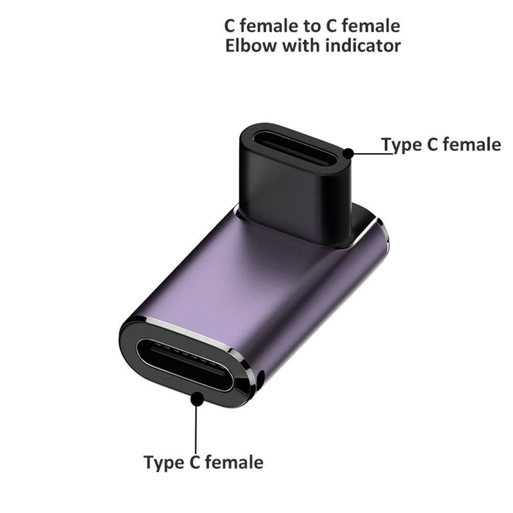 Перехідник-адаптер кутовий OTG USB Type-C F/F LED USB 4.0 40Gbps 240W 8K Metal Type-7 - фото 3