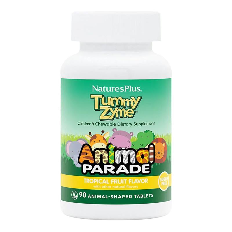 Пробіотики і ферменти для дітей Natures Plus Animal Parade Tummy Zyme Тропічні фрукти 90 жувальних табл. (23205-01)