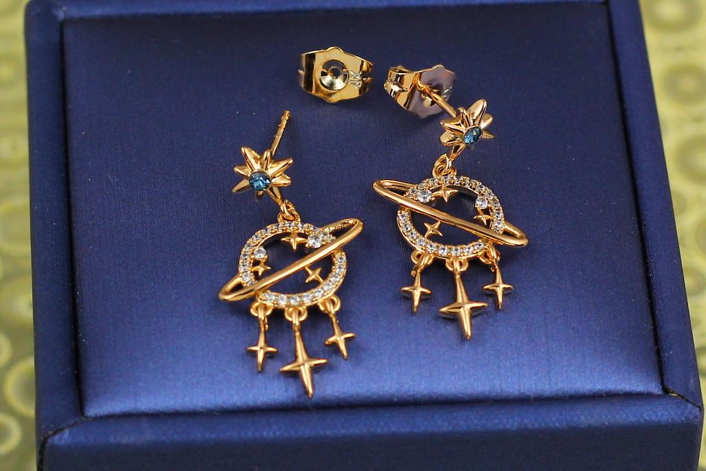 Серьги гвоздики Xuping Jewelry Космическая вселенная 2,6 см Золотистый