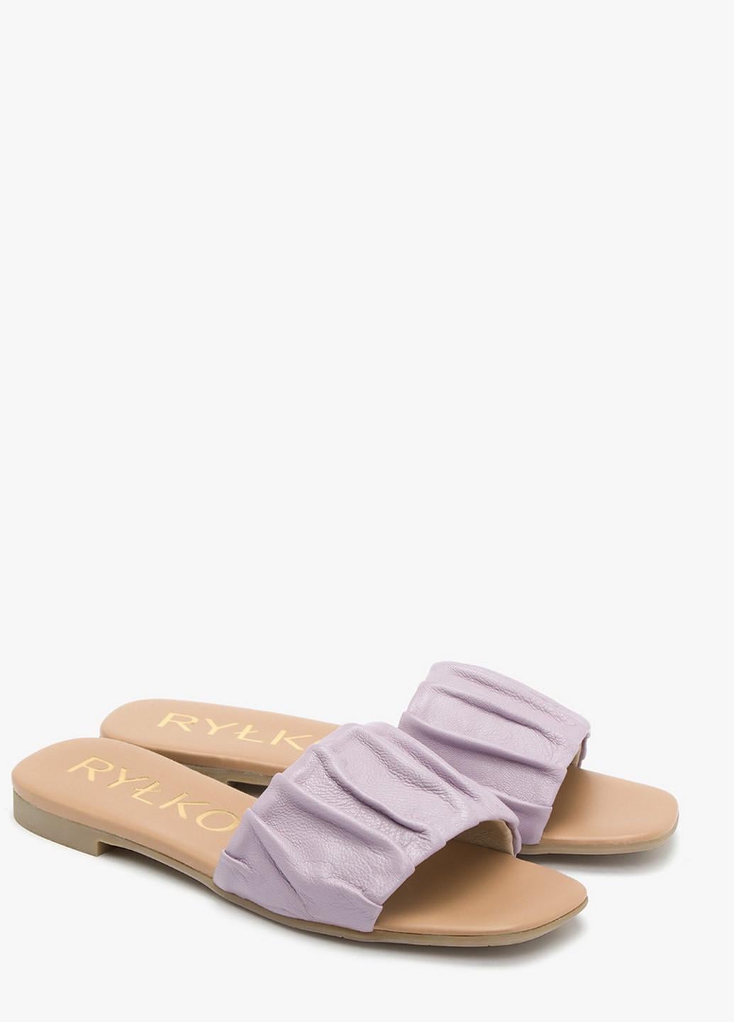 Шлепанцы женские кожаные RYLKO жатка р. 39 Светло-фиолетовый (0AGE6_V_ _3ST)