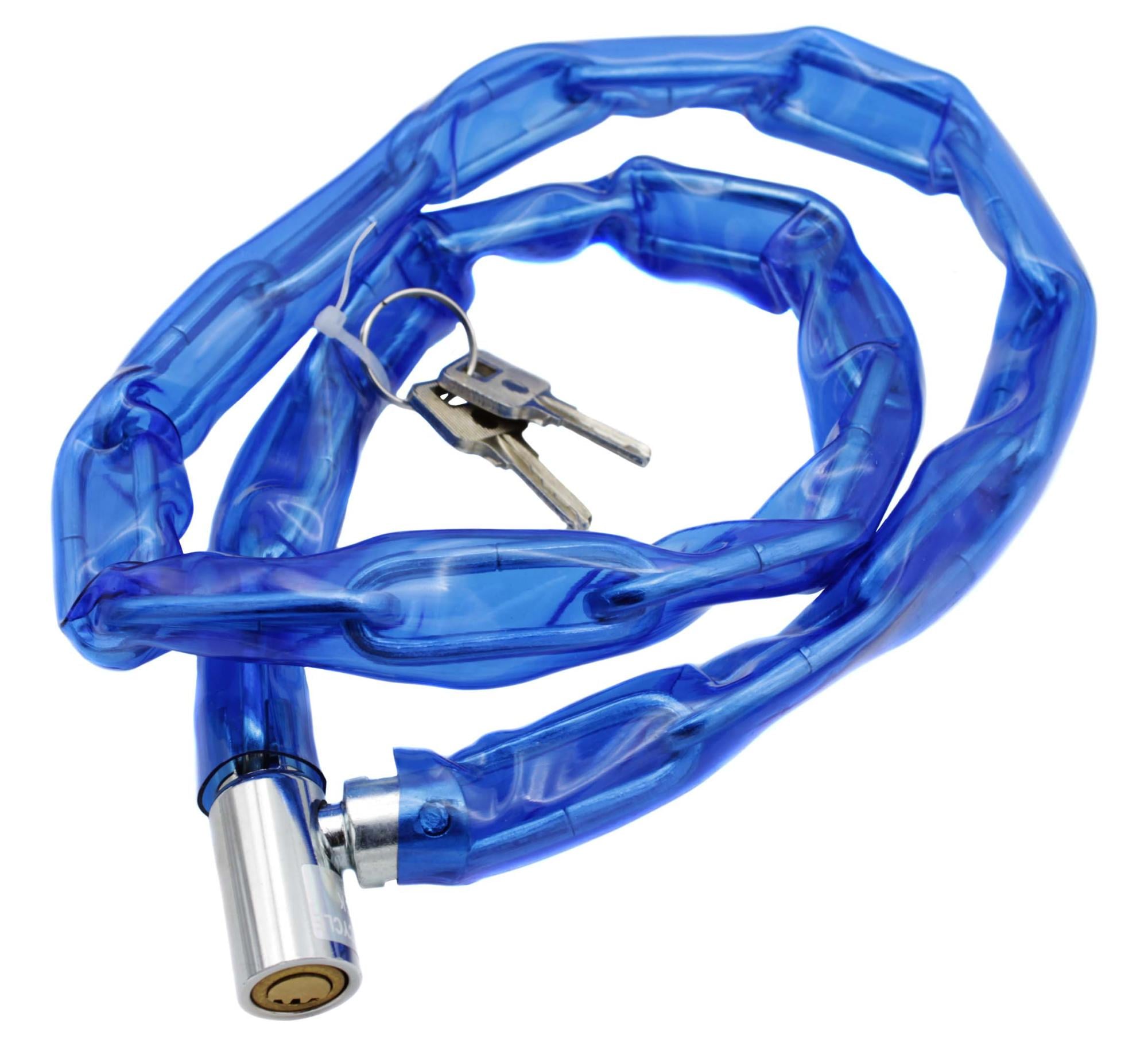 Замок велосипедный цепной на ключе 6х1000 Синий (VR-5774)