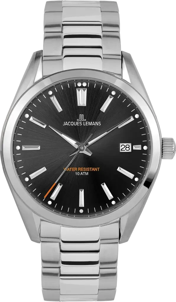 Наручные часы мужские Jacques Lemans Derby 1-1859E со стальным корпусом WR 100 м и черным циферблатом Наручные часы мужские Jacques Lemans Derby 1-1859E со стальным корпусом WR 100 м и черным циферблатом