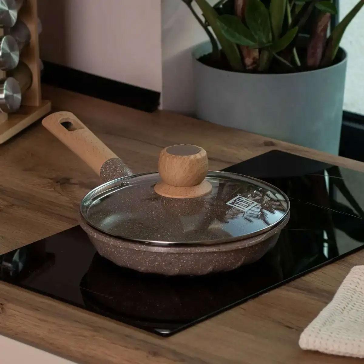 Сковорода алюминиевая MGC мраморное антипригарное покрытие 1,4 л 22 см Бежевый (HP-4-422CO)