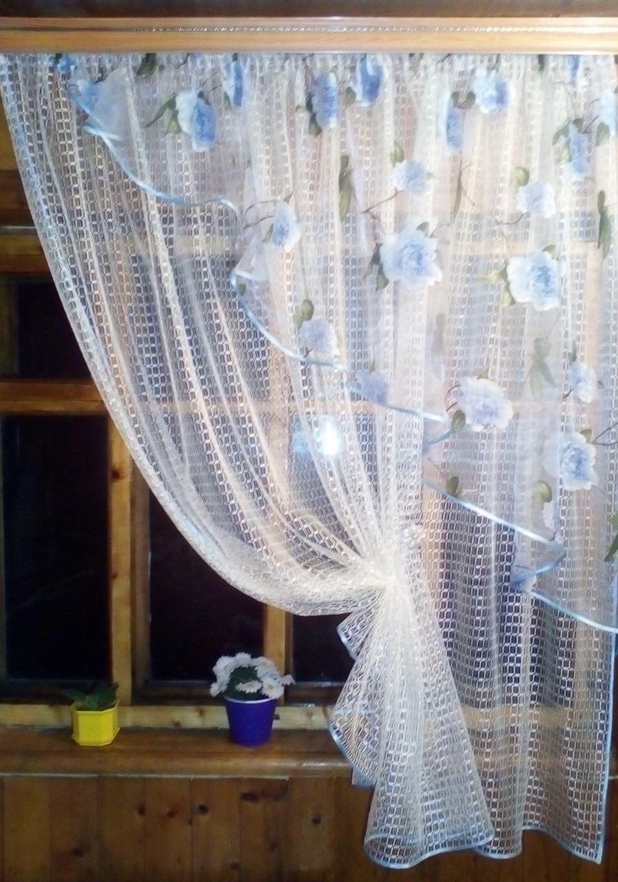 Штори Фаїна права Молочний/Блакитна троянда (1251141350) - фото 3