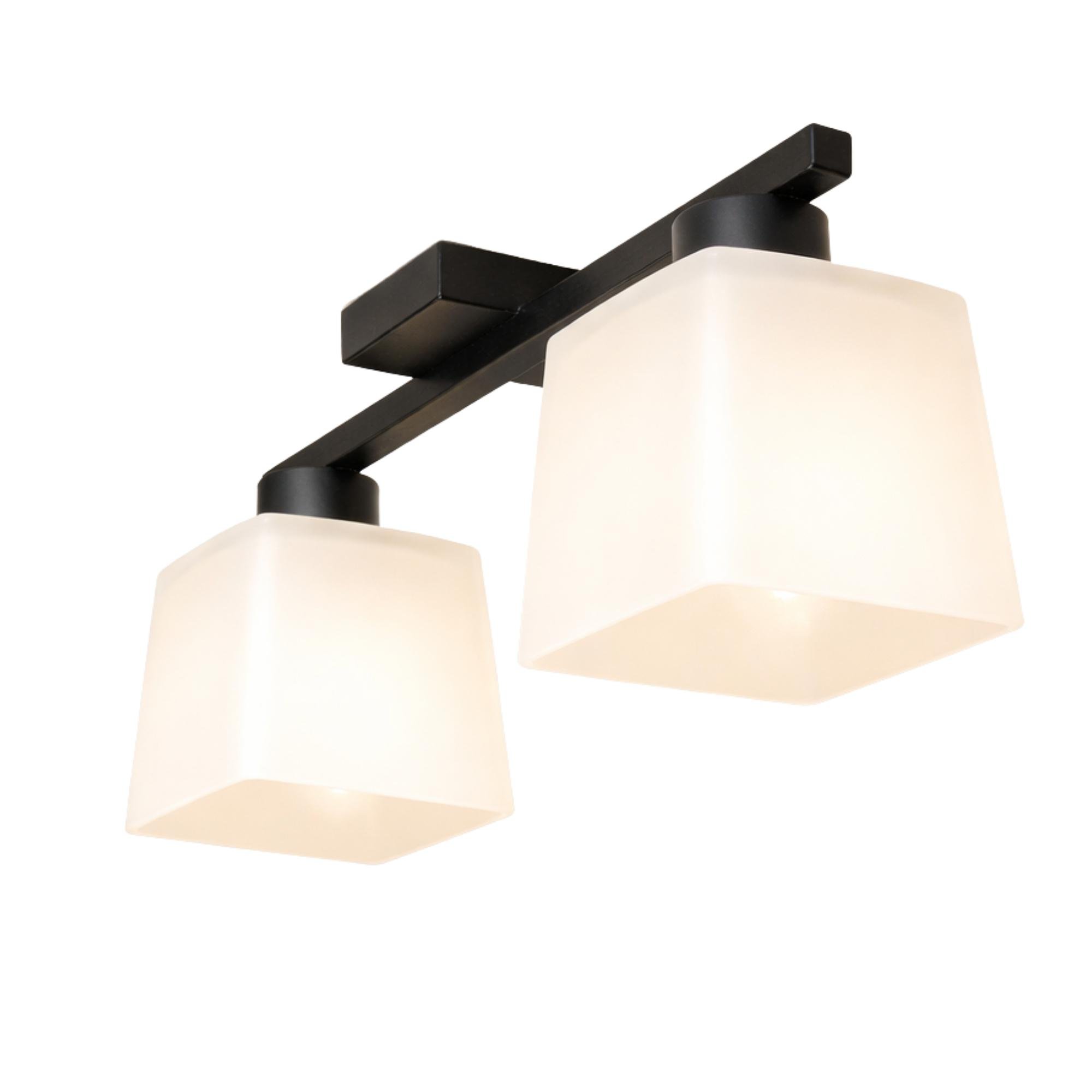 Люстра MSK ELECTRIC Sakura на два квадратні плафони під лампи Е27 Чорний (NL 16510-2 BK)