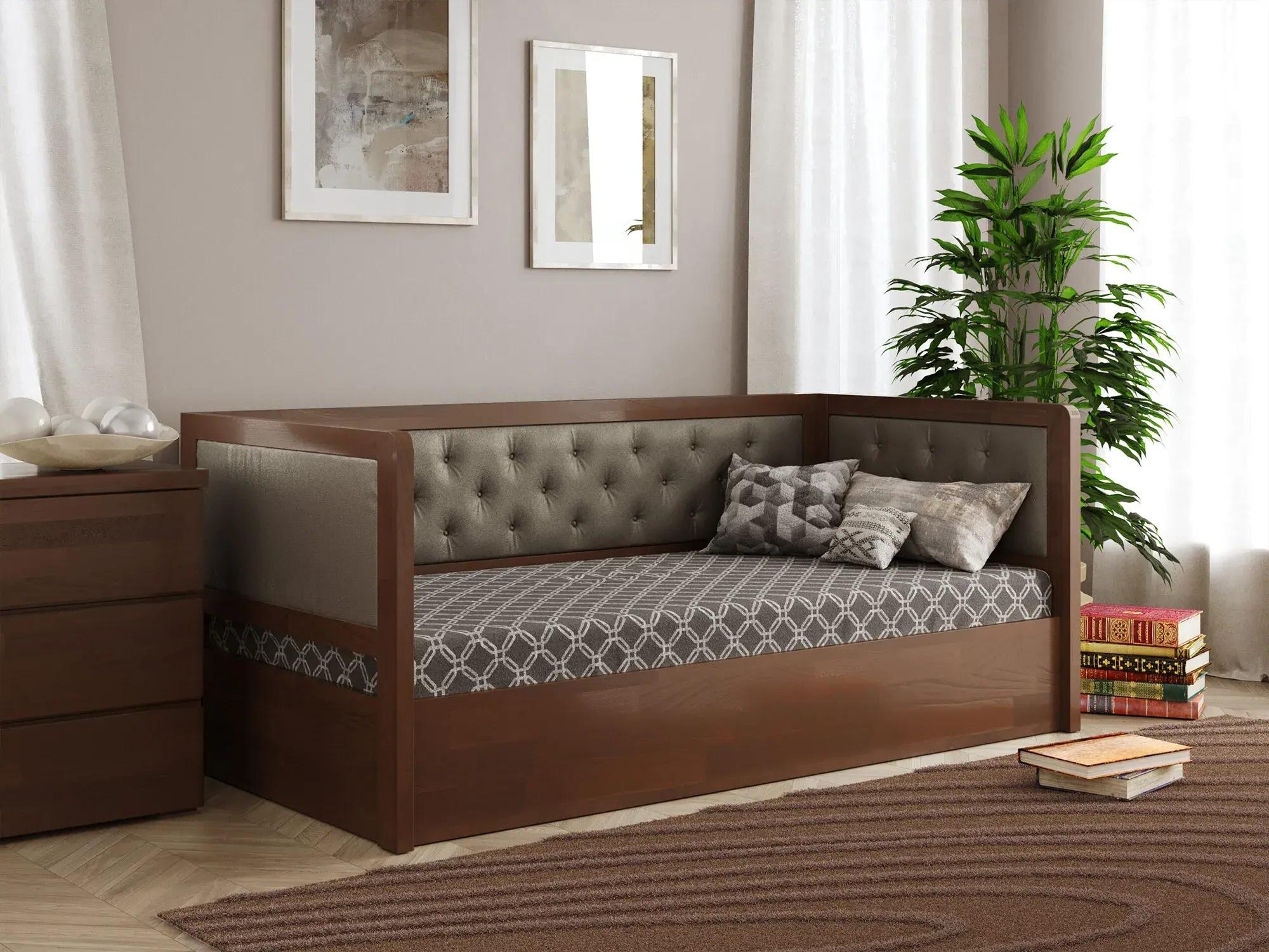 Кровать подростковая Arbor Drev Немо Люкс М с подъемным механизмом и ламелями бук Лагуна 80х190 см Орех/Коричневый (51495)